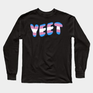 Trans Pride Yeet Transgender Pride Flag Colors Funny LGBTQ Yeet Meme Long Sleeve T-Shirt